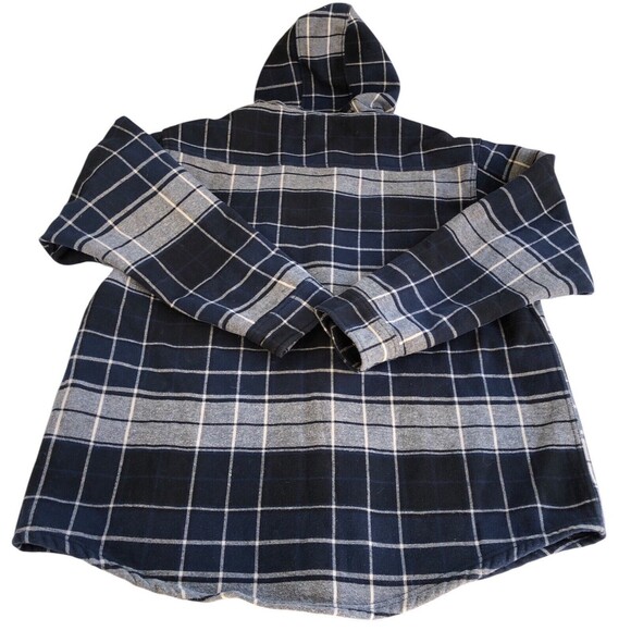 Wolverine DISTRESSED Hoodie XL Plaid Blue Snap Close Long Sleeve Workwear - Picture 4 of 11